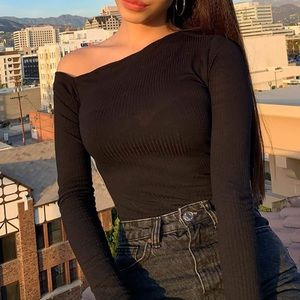 Fashion Nova Black One Shoulder Bodysuit